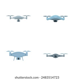 Iconos de drones Vector de dibujos animados. Radio teledirigido avión teledirigido. videografía Aéreas