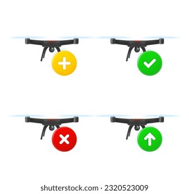 Drone icons set with different pictograms. 3d vector icons set