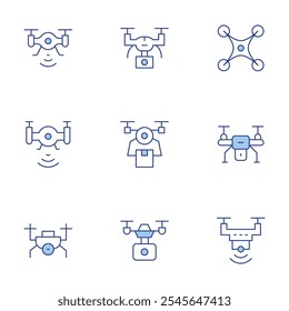 Drone icons set. Line Duotone style, editable stroke. camera drone, drone.