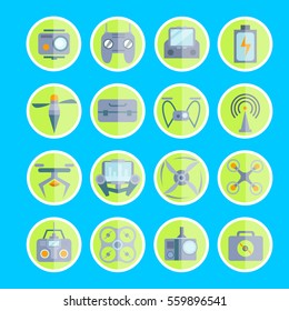 Drone icons set. quadrocopter, multicopter, line design. drone control, symbols collection. repair and service , isolated linear illustration
