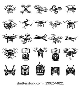 Drone icons set. Simple set of drone vector icons for web design on white background