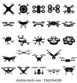 Drone icons set. Simple set of drone vector icons for web design on white background