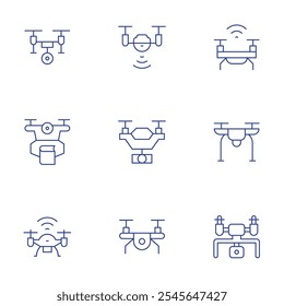 Drone icons set. Thin Line style, editable stroke. drone, smart drone.
