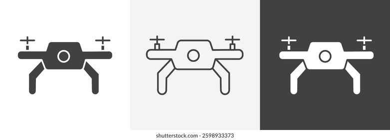 Drone icons in Thin line black color. flat simple vector symbols illustration.