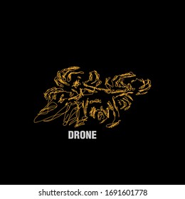 ilustración drone con arte garabateado o mano digital dibujada para diseño de fondo o de pantalones t