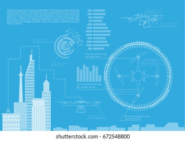 drone infographic on a blue background