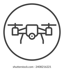 Drone inside Circle vector Quadrotor concept linear round icon or symbol