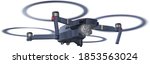 Drone isolated on white background. Photography and video created. Air copter concept with camera.