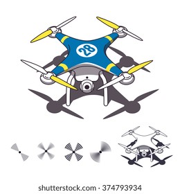 drone isolated on white, vector graphic art.
