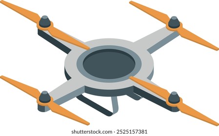 Drone isometric icon. Flying quadcopter with four propellers