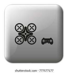 Drone and joystick flat vector icon.