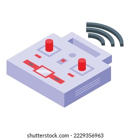 Drone joystick icon isometric vector. Aerial camera. House tour