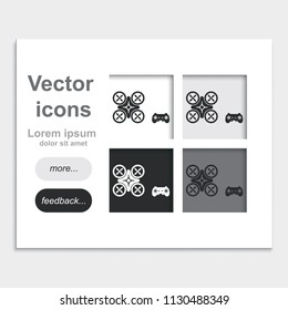 Drone and joystick placed on web page template flat vector icon.
