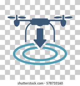 Drone Landing icon. Vector illustration style is flat iconic bicolor symbol, cyan and blue colors, transparent background. Designed for web and software interfaces.