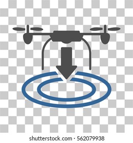 Drone Landing vector icon. Illustration style is flat iconic bicolor cobalt and gray symbol on a transparent background.