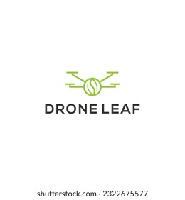 drone with leaf logo design vector illustration	