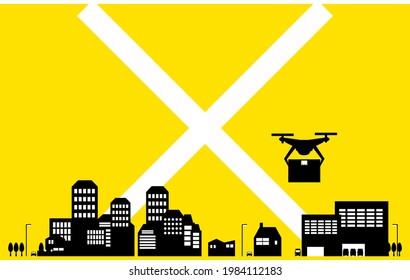 Legislación sobre aviones no tripulados, un simple icono que muestra la fuga en una zona densamente poblada