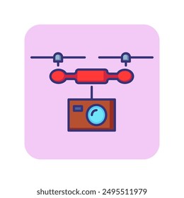 Drone line icon. Camera, flight, helicopter. Filming concept. Can be used for topics like recording, movie production, shooting