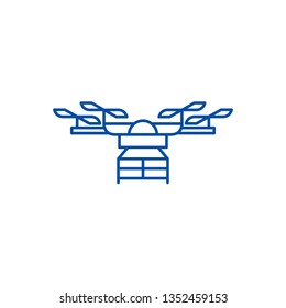 Drone line icon concept. Drone flat  vector symbol, sign, outline illustration.