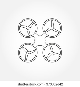 Drone line icon. Copter or quadrocopter outline silhouette. Vector illustration.