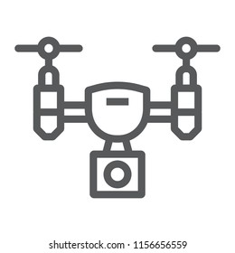 Drone line icon, electronic and device, quadcopter sign, vector graphics, a linear pattern on a white background, eps 10.