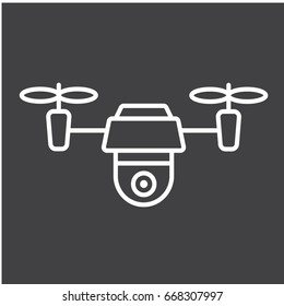Drone line icon, fly and copter, vector graphics, a linear pattern on a black background, eps 10.