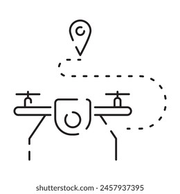 Drone line icon. Included the icons as drone, remote, controller, radar, map, signal and more