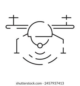 Drone line icon. Included the icons as drone, remote, controller, radar, map, signal and more