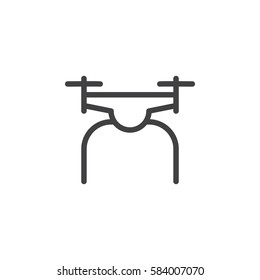 Drone line icon, outline vector sign, linear style pictogram isolated on white. Symbol, logo illustration