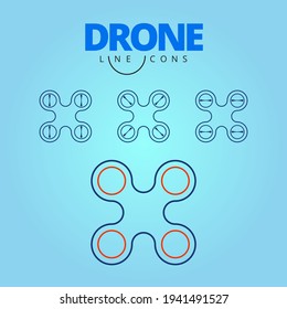 Juego de iconos de línea de drones. concepto abstracto.