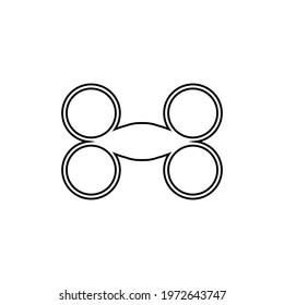 Drone line icon. Simple style drone cargo delivery poster background symbol. Drone text frame. Drone logo design element. T-shirt printing. Vector for sticker.