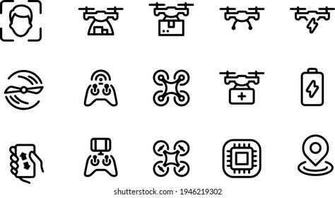 Iconos de línea de drones Diseño de vector de trazo editable 