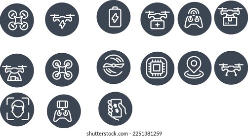 drone line icons vector design