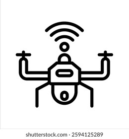 Drone Line Vector Illustration On White Background.