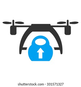 Drone Loading vector icon. Style is bicolor flat symbol, blue and gray colors, rounded angles, white background.