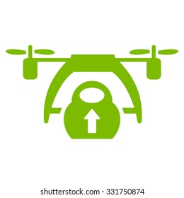 Drone Loading vector icon. Style is flat symbol, eco green color, rounded angles, white background.