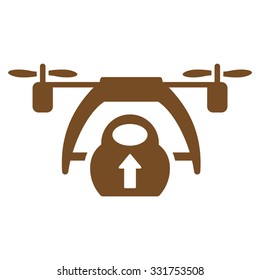Drone Loading vector icon. Style is flat symbol, brown color, rounded angles, white background.