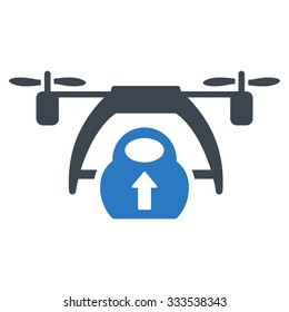 Drone Loading vector icon. Style is bicolor flat symbol, smooth blue colors, rounded angles, white background.