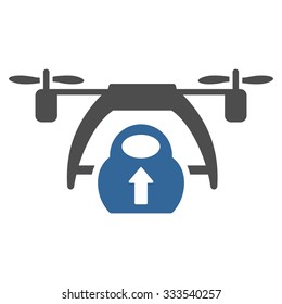 Drone Loading vector icon. Style is bicolor flat symbol, cobalt and gray colors, rounded angles, white background.