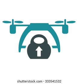 Drone Loading vector icon. Style is bicolor flat symbol, soft blue colors, rounded angles, white background.