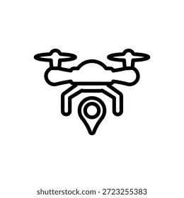 Icono de ubicación del dron, Vector de línea