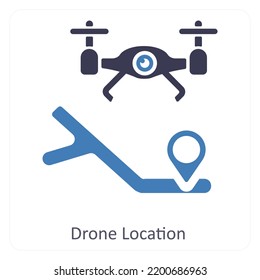 Drone Location And Pin Icon Concept