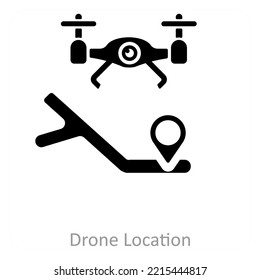 ubicación de drone y concepto de icono de pin