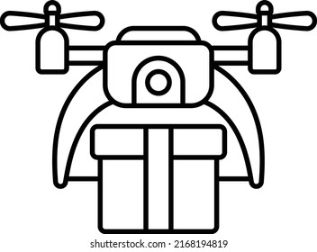 Drone Logistics Vector Line Icon Design, Retail Food Delivery Service Symbol, Touch Less Meal Courier Sign, Grocery Pickup Stock Illustration, Supermarket Controlled Product Flying Cargo Concept,