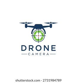 Drone logo with camera lens