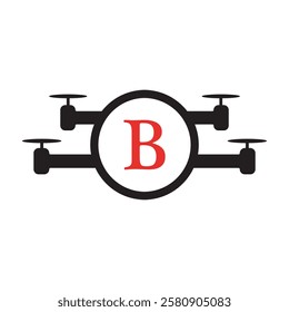 Drone Logo combine with letter B vector template
