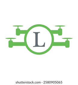 Drone Logo combine with letter L vector template