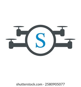 Drone Logo combine with letter S vector template