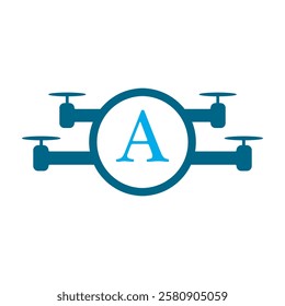 Drone Logo combine with letter A vector template