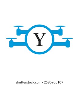 Drone Logo combine with letter Y vector template